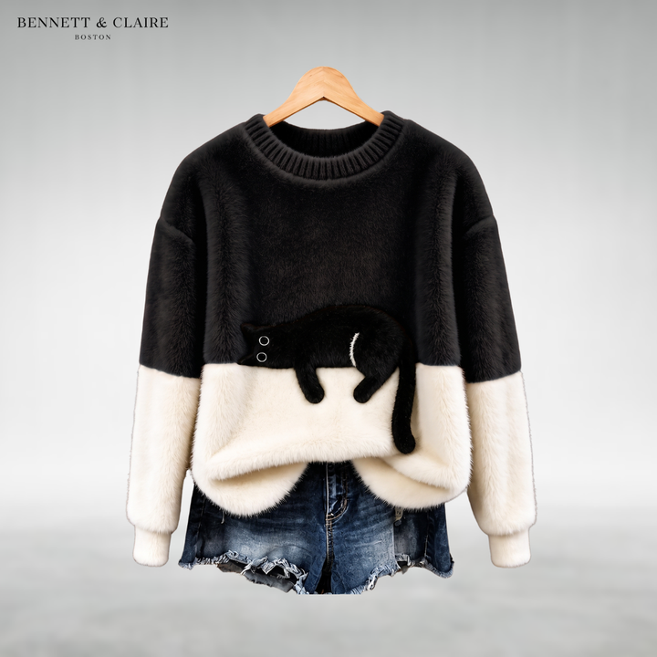 Mabel™ Cozy Cat Print Sweater
