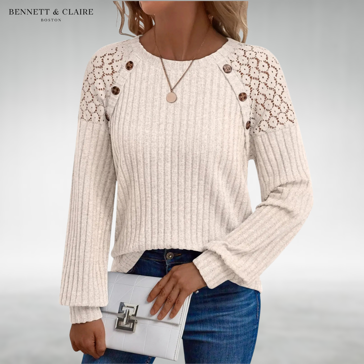 Trisha Button-Shoulder Sweater