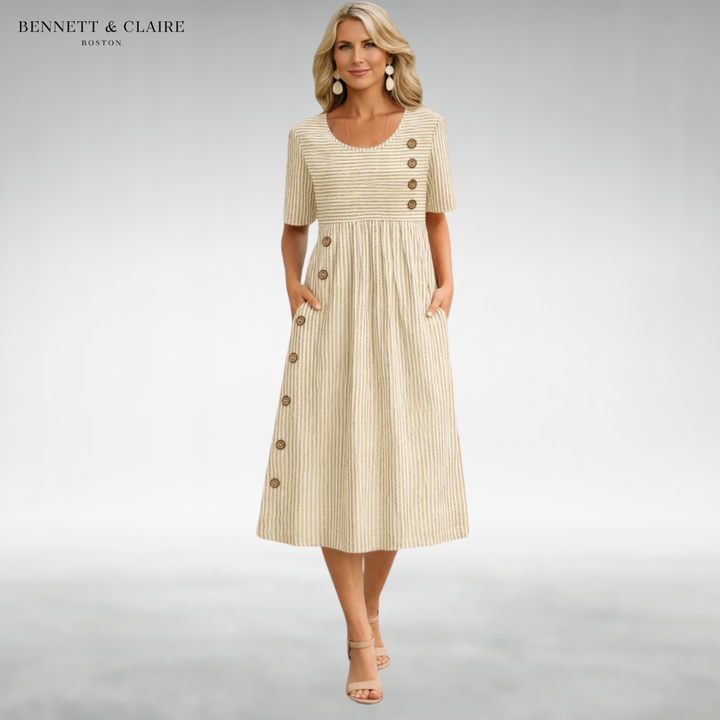 Lila™ Elegant Button Midi Dress