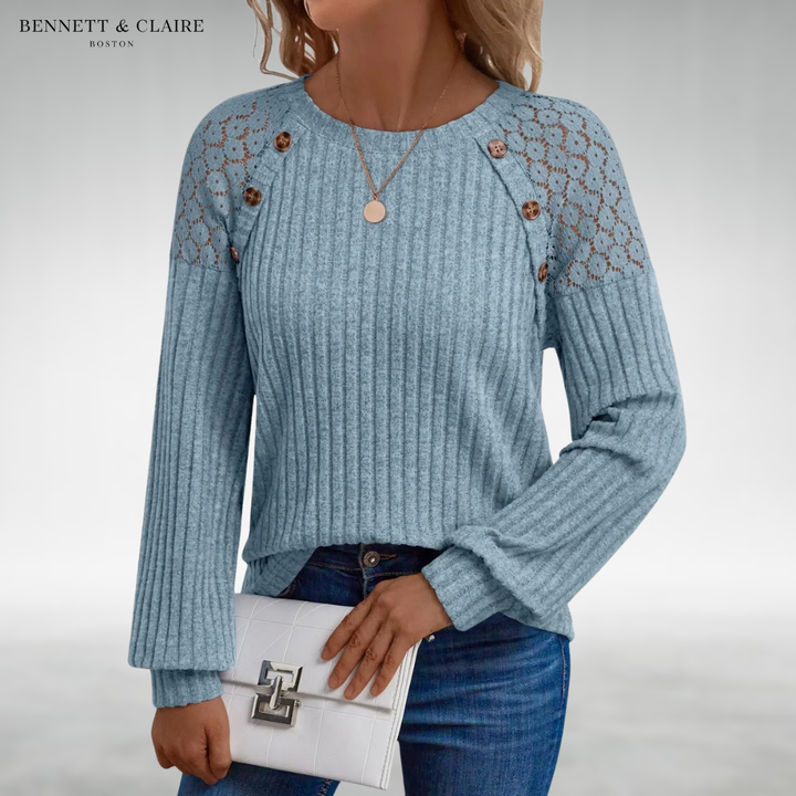 Trisha Button-Shoulder Sweater
