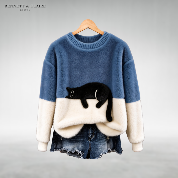 Mabel™ Cozy Cat Print Sweater