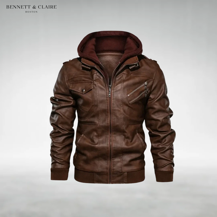 Henry Hooded Leather Jacket